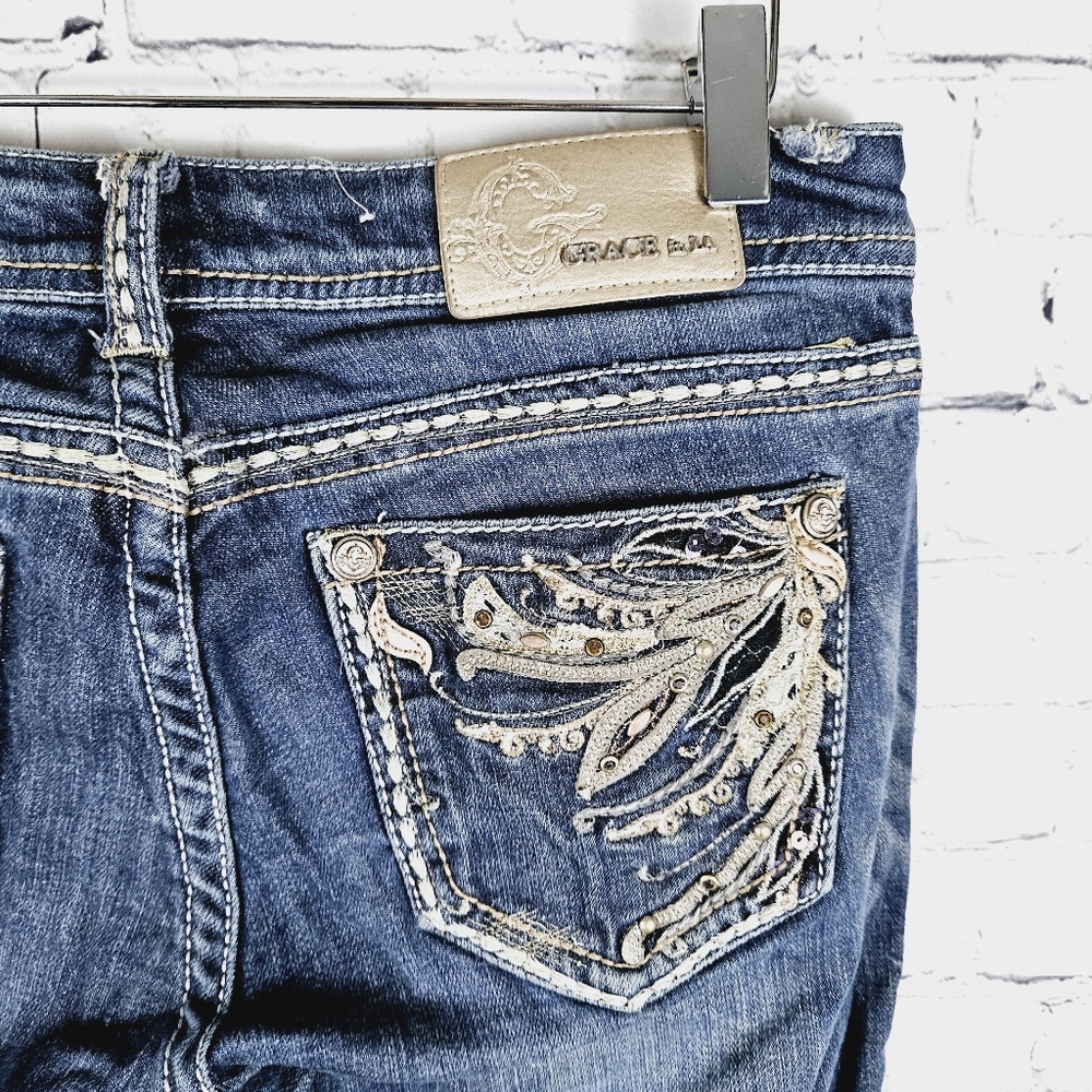 GRACE IN LA | bootcut embellished pocket jeans